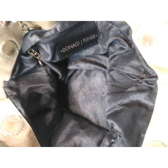 Vintage Donald J Pliner Leather Hobo Shoulder Bag Croc Embossed Tan Retail $275 - Picture 6 of 11